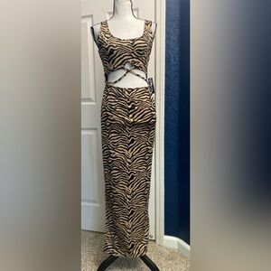 Justify Beige and Black Zebra Print Top
